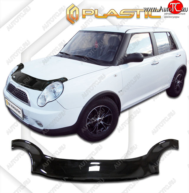 2 199 р. Дефлектор капота (exclusive) Classic черный CA Plastic на Lifan Smily  2010-2014  с доставкой в г. Воронеж
