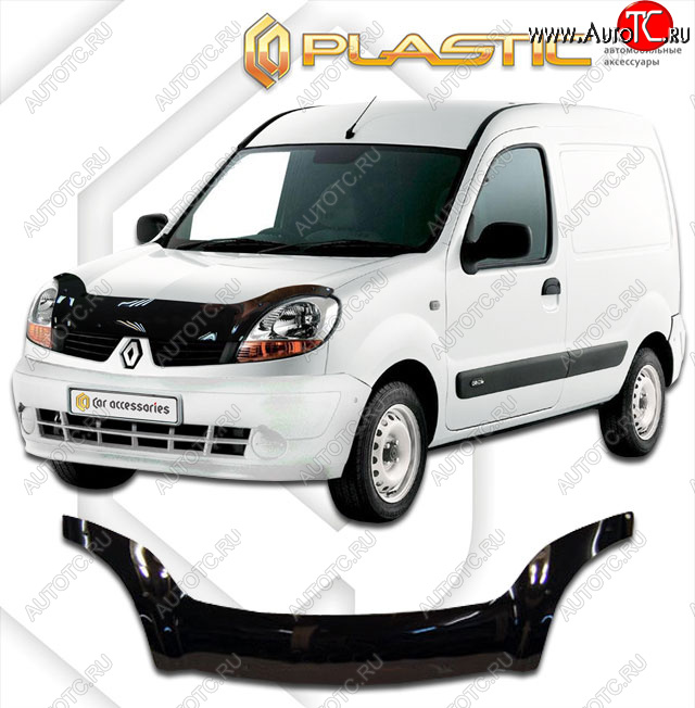 2 399 р. Дефлектор капота (exclusive) Classic черный CA Plastic на Renault Kangoo  2003-2007  с доставкой в г. Воронеж