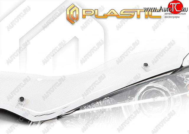 2 599 р. Дефлектор капота (exclusive) Шелкография белая CA Plastic на Ford Focus 2 хэтчбэк 2005-2008  с доставкой в г. Воронеж