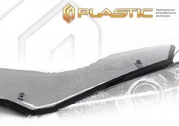 2 599 р. Дефлектор капота (exclusive) Шелкография черная CA Plastic на Toyota Hiace Правый Руль 2004–н.в.   с доставкой в г. Воронеж. Увеличить фотографию 1