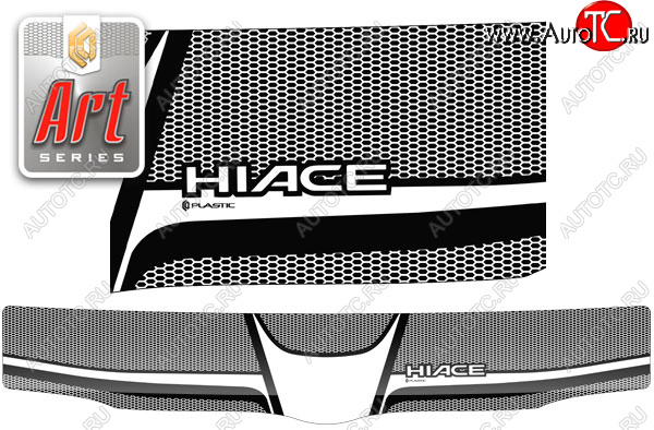 2 599 р. Дефлектор капота (exclusive) Серия Art белая CA Plastic на Toyota Hiace Правый Руль 2004–н.в.   с доставкой в г. Воронеж