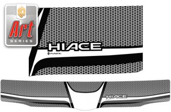 2 599 р. Дефлектор капота (exclusive) Серия Art серебро CA Plastic на Toyota Hiace Правый Руль 2004–н.в.   с доставкой в г. Воронеж. Увеличить фотографию 1