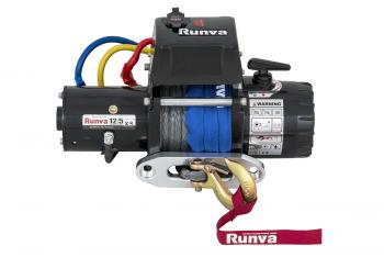 62 909 р. Лебёдка электрическая 12V Runva 12500 lbs 5670 кг короткий барабан, синтетический трос RUNVA 12.5xssr  с доставкой в г. Воронеж. Увеличить фотографию 3
