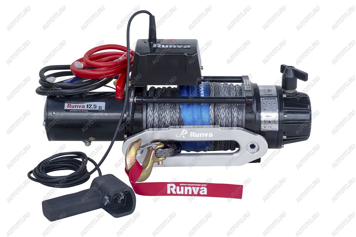 93 329 р. Лебёдка электрическая 24V Runva 12500 lbs 5670 кг (влагозащищенная) синтетический трос RUNVA ewb12500ssr24v  с доставкой в г. Воронеж