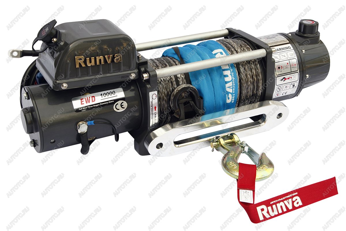 65 479 р. Лебёдка электрическая двухскоростная 12V Runva 10000 lbs 4500 кг (синтетический трос) RUNVA ewd10000usr  с доставкой в г. Воронеж