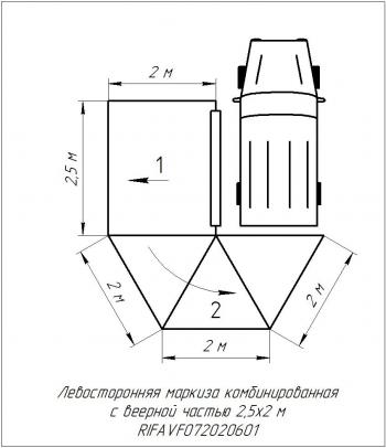 26 079 р. Маркиза автомобильная РИФ комбинированная (прямоугольная с веерной частью) 2,5х2,0 м (левая) РИФ rifavf072020601  с доставкой в г. Воронеж. Увеличить фотографию 23