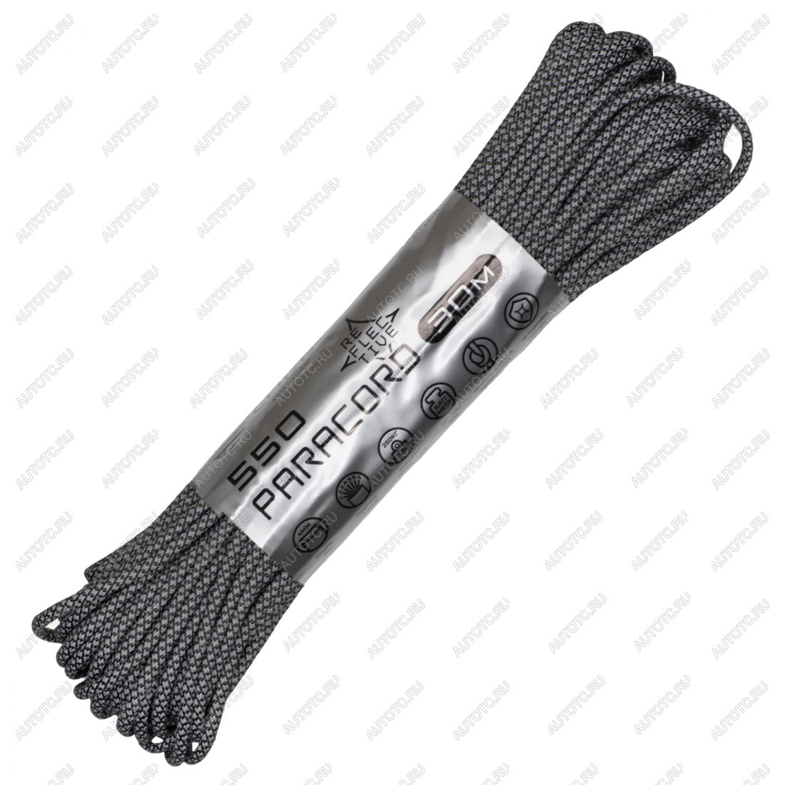 1 219 р. Паракорд 550 CORD nylon 30м SuperReflective (black snake) CORD 550.n30.lm.b.snk  с доставкой в г. Воронеж
