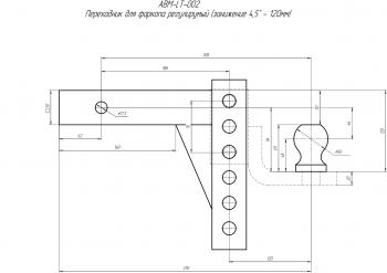 6 679 р. Переходник для фаркопа регулируемый (занижение 4,567,59" - 120157195232 мм) Longteng abm-lt-002  с доставкой в г. Воронеж. Увеличить фотографию 2