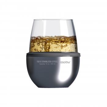 2 379 р. Термобокал для вина WINE KUZIE 440 мл, серебряный ASOBU stl24.11-silver  с доставкой в г. Воронеж. Увеличить фотографию 2