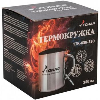 779 р. Термокружка ТОНАР 350ML металлическая, с пластиковой крышкой+карабин ТОНАР t.tk-038-350  с доставкой в г. Воронеж. Увеличить фотографию 2