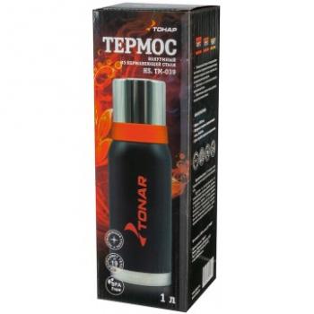2 309 р. Термос ТОНАР 1000 мл. Черный (2 крышки-кружки) ТОНАР hs.tm-039  с доставкой в г. Воронеж. Увеличить фотографию 3