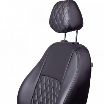 7 199 р. Комплект чехлов сидений (РЗС 60/40 3Г Илана+Орегон) Турин РОМБ Lord Autofashion  Chery Tiggo 4 (2017-2020) дорестайлинг (черный, вставка черная, строчка черная)  с доставкой в г. Воронеж. Увеличить фотографию 2