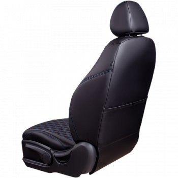 14 999 р. Комплект чехлов сидений Lord Auto(Экокожа Ромб)  Chevrolet Aveo ( T200,  T250) (2002-2011) хэтчбек 5 дв, седан, седан рестайлинг, хэтчбек 5 дв рестайлинг (Черный+синий)  с доставкой в г. Воронеж. Увеличить фотографию 5