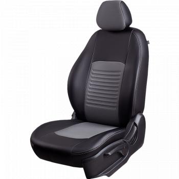 9 899 р. Чехлы для сидений (РЗС60/4, Экокожа Илана+Орегон) ТУРИН Lord Auto  Geely Emgrand X7 (2019-2021) 2-ой рестайлинг (черный/серый)  с доставкой в г. Воронеж. Увеличить фотографию 2