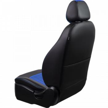 7 849 р. Комплект чехлов для сидений (РЗС 40/60. 2П Илана+Орегон) ТУРИН-3 Lord Autofashion  Hyundai Accent ( 1 X3,  3 MC) (1997-2011) седан рестайлинг, седан, хэтчбек (черный, вставка синяя, строчка синяя)  с доставкой в г. Воронеж. Увеличить фотографию 4