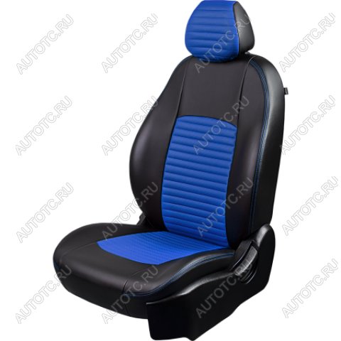 7 849 р. Комплект чехлов для сидений (РЗС 40/60. 2П Илана+Орегон) ТУРИН-3 Lord Autofashion  Hyundai Accent ( 1 X3,  3 MC) (1997-2011) седан рестайлинг, седан, хэтчбек (черный, вставка синяя, строчка синяя)  с доставкой в г. Воронеж
