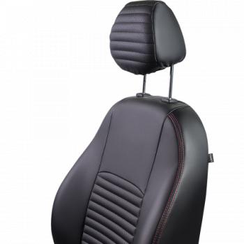 7 849 р. Комплект чехлов для сидений (РЗС 40/60. 2П Илана+Орегон) ТУРИН-3 Lord Autofashion  Hyundai Accent ( 1 X3,  3 MC) (1997-2011) седан рестайлинг, седан, хэтчбек (черный, вставка черная, строчка красная)  с доставкой в г. Воронеж. Увеличить фотографию 6