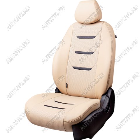 10 299 р. Комплект чехлов для сидений (РЗС 40/60 3Г Орегон) ТУРИН-2 Lord Autofashion  Hyundai Solaris  HCR (2017-2022) седан дорестайлинг, седан рестайлинг (бежевый, вставка бежевая+черная, строчка бежевая)  с доставкой в г. Воронеж