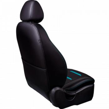 10 299 р. Комплект чехлов для сидений (РЗС 40/60 3Г Орегон) ТУРИН-2 Lord Autofashion  Hyundai Solaris  HCR (2017-2022) седан дорестайлинг, седан рестайлинг (черный, вставка черная+бирюза, строчка бирюза)  с доставкой в г. Воронеж. Увеличить фотографию 5