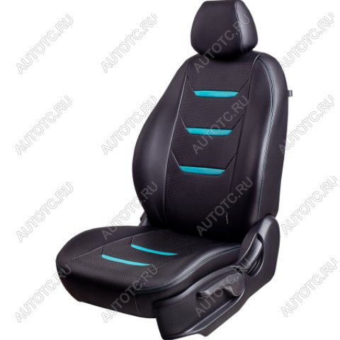 10 299 р. Комплект чехлов для сидений (РЗС 40/60 3Г Орегон) ТУРИН-2 Lord Autofashion  Hyundai Solaris  HCR (2017-2022) седан дорестайлинг, седан рестайлинг (черный, вставка черная+бирюза, строчка бирюза)  с доставкой в г. Воронеж