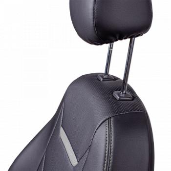 11 899 р. Комплект чехлов для сидений (РЗС 40/60 3Г Орегон) ТУРИН-2 Lord Autofashion  Hyundai Solaris  HCR (2017-2022) седан дорестайлинг, седан рестайлинг (черный, вставка черная+серая, строчка серая)  с доставкой в г. Воронеж. Увеличить фотографию 3