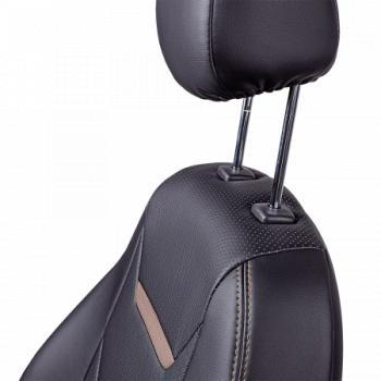 10 299 р. Комплект чехлов для сидений (РЗС 40/60 3Г Орегон) ТУРИН-2 Lord Autofashion  Hyundai Solaris  HCR (2017-2022) седан дорестайлинг, седан рестайлинг (черный, вставка черная+темно-коричневая, строчка темно-коричневая)  с доставкой в г. Воронеж. Увеличить фотографию 5
