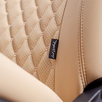 10 299 р. Комплект чехлов для сидений (РЗС 40/60 3Г Орегон) БАЙРОН Lord Autofashion  KIA Ceed  3 CD (2018-2025) универсал, хэтчбэк (бежевый, вставка бежевая, строчка бежевая)  с доставкой в г. Воронеж. Увеличить фотографию 4