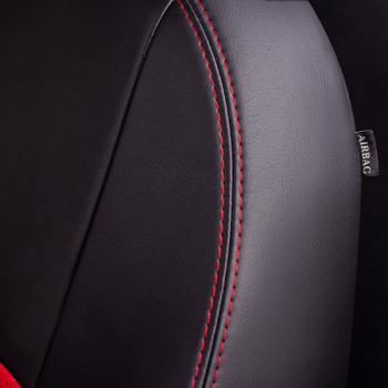 10 849 р. Комплект чехлов для сидений (РЗС 40/60 3П Илана+Орегон) ТУРИН Lord Autofashion  KIA Cerato  1 LD (2004-2007) хэтчбэк (черный, вставка красная, строчка красная)  с доставкой в г. Воронеж. Увеличить фотографию 7