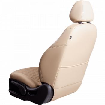 18 549 р. Комплект чехлов для сидений (РЗС 60/40 2Г Орегон) БАЙРОН Lord Autofashion  KIA Rio  3 QB (2011-2017) дорестайлинг седан, рестайлинг седан (бежевый, вставка бежевая, строчка бежевая)  с доставкой в г. Воронеж. Увеличить фотографию 2