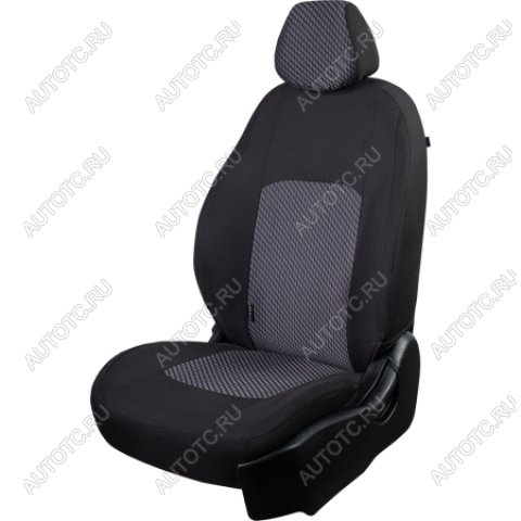 3 699 р. Комплект чехлов для сидений (РЗС 60/40 2Г жаккард) СТАНДАРТ Lord Autofashion  KIA Rio  3 QB (2011-2017) дорестайлинг седан, рестайлинг седан (черный, вставка РОМБ 3D белая, строчка черная)  с доставкой в г. Воронеж