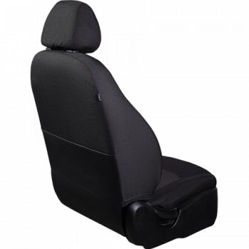 3 699 р. Комплект чехлов для сидений (РЗС 60/40 2Г жаккард) СТАНДАРТ Lord Autofashion  KIA Rio  3 QB (2011-2017) дорестайлинг седан, рестайлинг седан (черный, вставка Сеул красный, строчка черная)  с доставкой в г. Воронеж. Увеличить фотографию 2