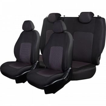 3 699 р. Комплект чехлов для сидений (РЗС 60/40 2Г жаккард) СТАНДАРТ Lord Autofashion  KIA Rio  3 QB (2011-2017) дорестайлинг седан, рестайлинг седан (черный, вставка Сеул красный, строчка черная)  с доставкой в г. Воронеж. Увеличить фотографию 3