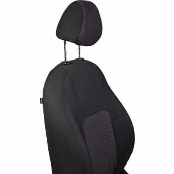 3 699 р. Комплект чехлов для сидений (РЗС 60/40 2Г жаккард) СТАНДАРТ Lord Autofashion  KIA Rio  3 QB (2011-2017) дорестайлинг седан, рестайлинг седан (черный, вставка Сеул красный, строчка черная)  с доставкой в г. Воронеж. Увеличить фотографию 4