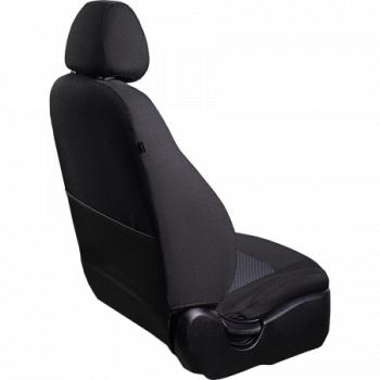 3 699 р. Комплект чехлов для сидений (РЗС 60/40 2Г жаккард) СТАНДАРТ Lord Autofashion  KIA Rio  3 QB (2011-2017) дорестайлинг седан, рестайлинг седан (черный, вставка Сеул серая, строчка черная)  с доставкой в г. Воронеж. Увеличить фотографию 3