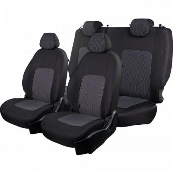 3 699 р. Комплект чехлов для сидений (РЗС 60/40 2Г жаккард) СТАНДАРТ Lord Autofashion  KIA Rio  3 QB (2011-2017) дорестайлинг седан, рестайлинг седан (черный, вставка Сеул серая, строчка черная)  с доставкой в г. Воронеж. Увеличить фотографию 5