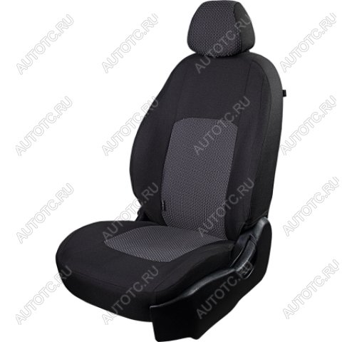 3 699 р. Комплект чехлов для сидений (РЗС 60/40 2Г жаккард) СТАНДАРТ Lord Autofashion  KIA Rio  3 QB (2011-2017) дорестайлинг седан, рестайлинг седан (черный, вставка Сеул серая, строчка черная)  с доставкой в г. Воронеж