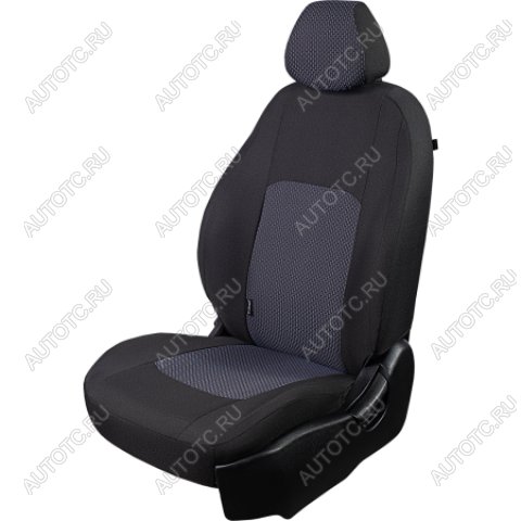 3 699 р. Комплект чехлов для сидений (РЗС 60/40 2Г жаккард) СТАНДАРТ Lord Autofashion  KIA Rio  3 QB (2011-2017) дорестайлинг седан, рестайлинг седан (черный, вставка Сеул синяя, строчка черная)  с доставкой в г. Воронеж