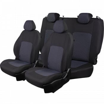 3 699 р. Комплект чехлов для сидений (РЗС 60/40 2Г жаккард) СТАНДАРТ Lord Autofashion  KIA Rio  3 QB (2011-2017) дорестайлинг седан, рестайлинг седан (черный, вставка Сеул синяя, строчка черная)  с доставкой в г. Воронеж. Увеличить фотографию 5