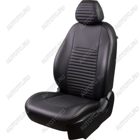7 849 р. Комплект чехлов для сидений (РЗС 60/40 2Г Илана+Орегон ) ТУРИН-3 Lord Autofashion KIA Rio 3 QB рестайлинг седан (2015-2017) (черный, вставка черная, строчка бежевая)  с доставкой в г. Воронеж