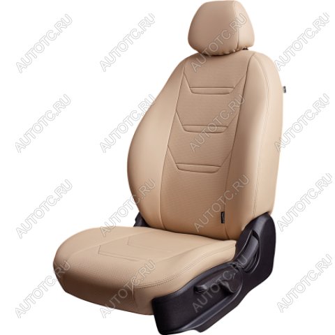 10 299 р. Комплект чехлов для сидений (РЗС 40/60 3Г Орегон) ТУРИН-2 Lord Autofashion  KIA Rio ( 4 FB,  X-line) (2016-2025) дорестайлинг седан, рестайлинг седан (бежевый, вставка бежевая, строчка бежевая)  с доставкой в г. Воронеж