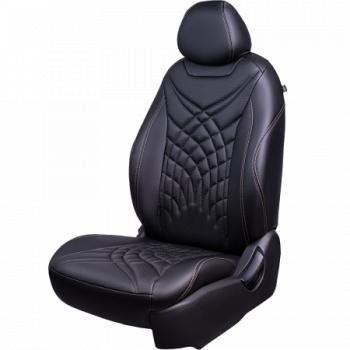 Комплект чехлов для сидений (РЗС 60/40 2П+1Г Орегон) БАЙРОН ст ЖУК Lord Autofashion Nissan Terrano  D10 (2013-2022), Renault Duster  HS (2010-2021) (черный, вставка чернаяя, строчка бежевая)