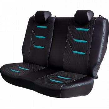 11 899 р. Комплект чехлов для сидений (ЦЗС 2П Орегон) ТУРИН-2 Lord Autofashion  Renault Logan  2 (2014-2018) дорестайлинг (черный, вставка черная+бирюза, строчка бирюза)  с доставкой в г. Воронеж. Увеличить фотографию 7