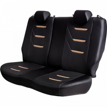 10 299 р. Комплект чехлов для сидений (ЦЗС 2П Орегон) ТУРИН-2 Lord Autofashion  Renault Logan  2 (2014-2018) дорестайлинг (черный, вставка черная+бежевая, строчка бежевая)  с доставкой в г. Воронеж. Увеличить фотографию 3