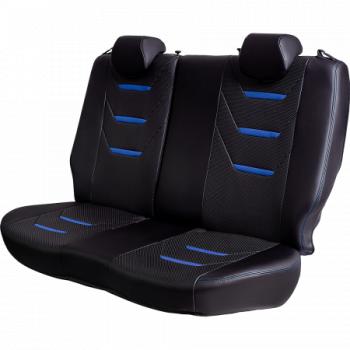 10 299 р. Комплект чехлов для сидений (РЗСиС 40/60 2П+1Г Орегон) ТУРИН-2 Lord Autofashion  Volkswagen Polo  5 (2009-2020) седан дорестайлинг, седан рестайлинг (черный, вставка черная+синяя, строчка синяя)  с доставкой в г. Воронеж. Увеличить фотографию 3