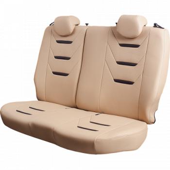 10 299 р. Комплект чехлов для сидений (ЦЗС 2П+1Г Орегон) ТУРИН-2 Lord Autofashion  Volkswagen Polo  5 (2009-2020) седан дорестайлинг, седан рестайлинг (бежевый, вставка бежевая+черная, строчка бежевая)  с доставкой в г. Воронеж. Увеличить фотографию 3