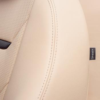 10 299 р. Комплект чехлов для сидений (ЦЗС 2П+1Г Орегон) ТУРИН-2 Lord Autofashion  Volkswagen Polo  5 (2009-2020) седан дорестайлинг, седан рестайлинг (бежевый, вставка бежевая+черная, строчка бежевая)  с доставкой в г. Воронеж. Увеличить фотографию 6