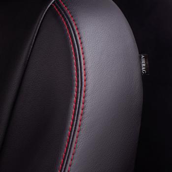 5 549 р. Комплект чехлов для сидений (3 места Илана+Орегон) ТУРИН ст РОМБ Lord Autofashion ГАЗ ГАЗель Next A62,А65 автобус (2016-2025) (черный, вставка черная+красная, строчка красная)  с доставкой в г. Воронеж. Увеличить фотографию 5