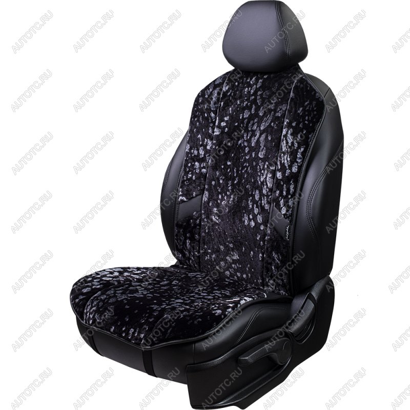 1 000 000 р. Накидка на сиденье (1 место Р. 1216 натур. мех) Меховая Lord Autofashion   (леопард редкий на сером, строчка черная)  с доставкой в г. Воронеж