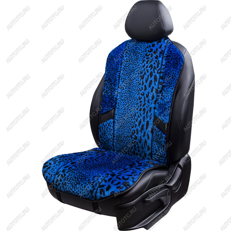 14 949 р. Накидка на сиденье (1 место Р. 5419 натур. мех) Меховая Lord Autofashion   (рысь-леопард на синем, строчка черная)  с доставкой в г. Воронеж