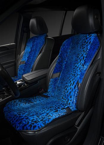 14 949 р. Накидка на сиденье (1 место Р. 5419 натур. мех) Меховая Lord Autofashion   (рысь-леопард на синем, строчка черная)  с доставкой в г. Воронеж. Увеличить фотографию 2
